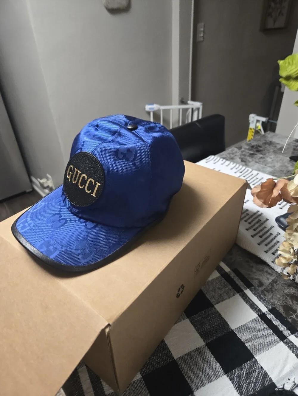 Gucci Royal Blue GG Logo Baseball Cap with Gold Patch